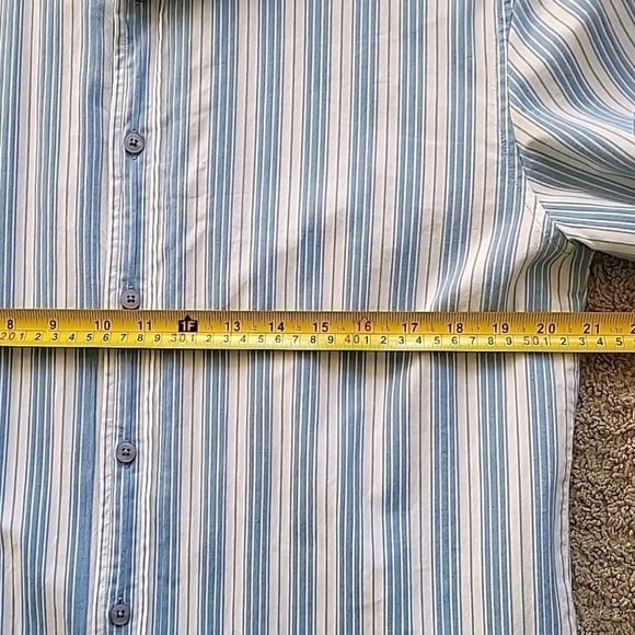 Vtg Armani Exchange Shirt Men Large Blue White Striped Cotton Button-Up Designer - Picture 10 of 14